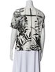 Akris Printed Bateau Neckline Button-Up Top
