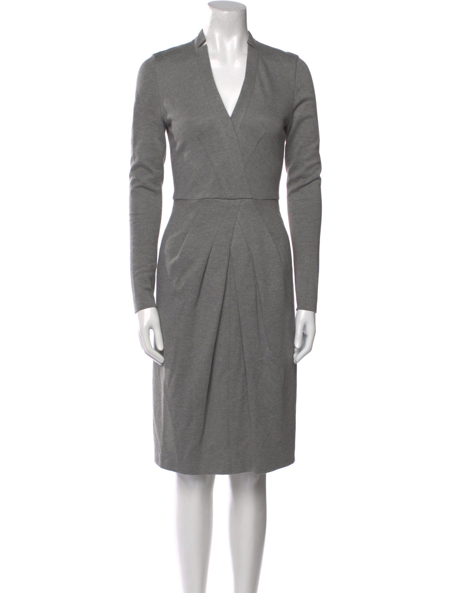 Akris V-Neck Knee-Length Dress