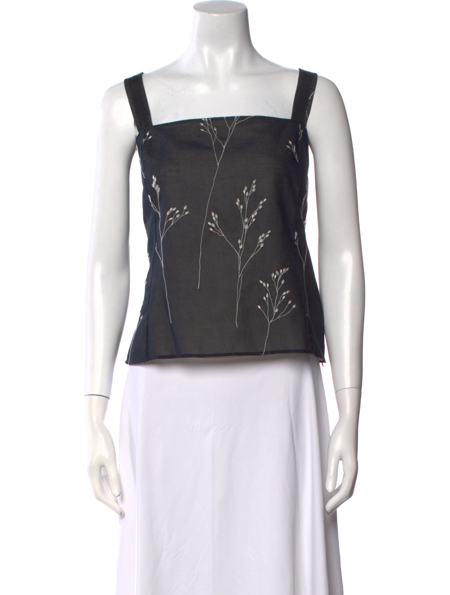 Akris Square Neckline Sleeveless Crop Top