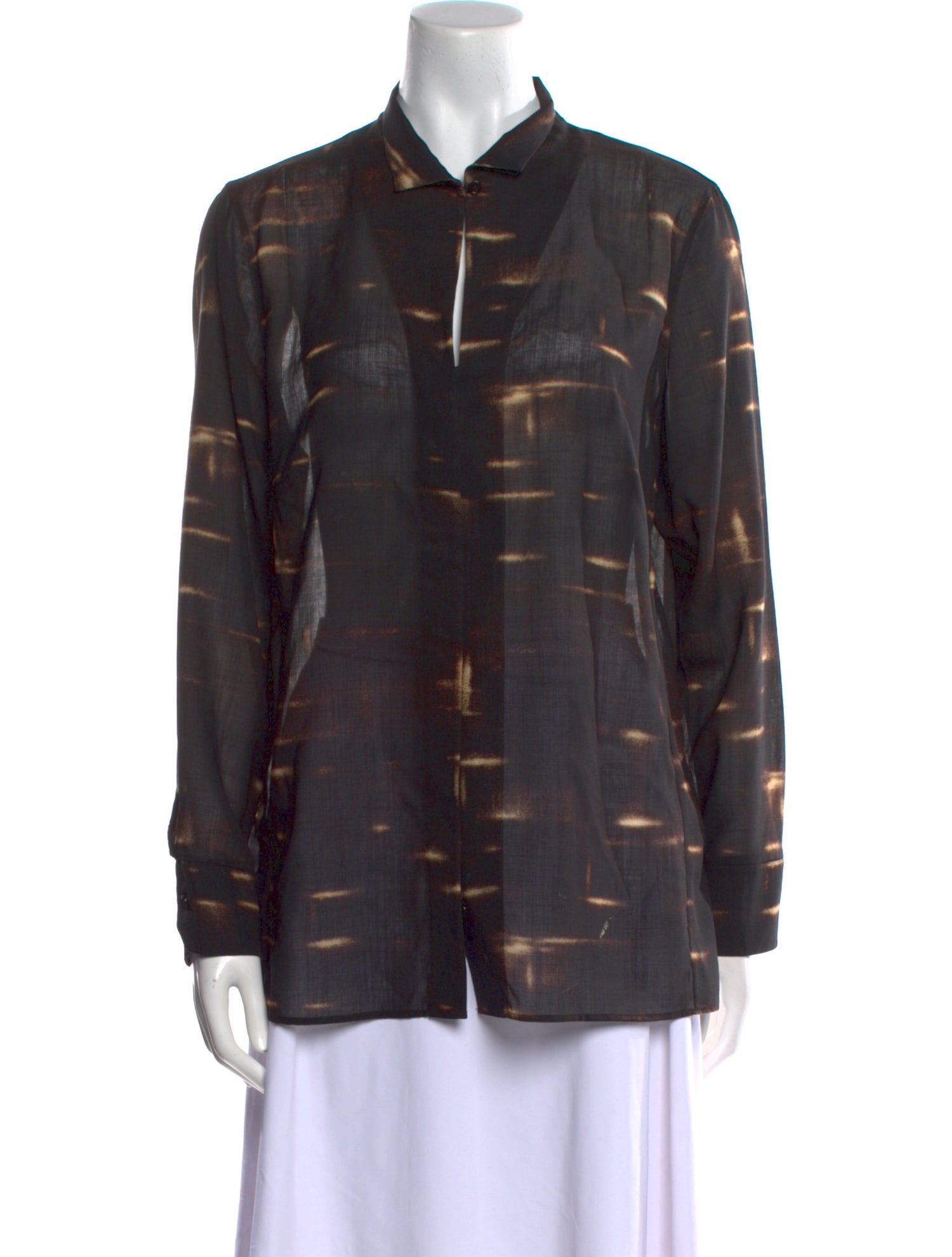 Akris Wool Printed Button-Up Top