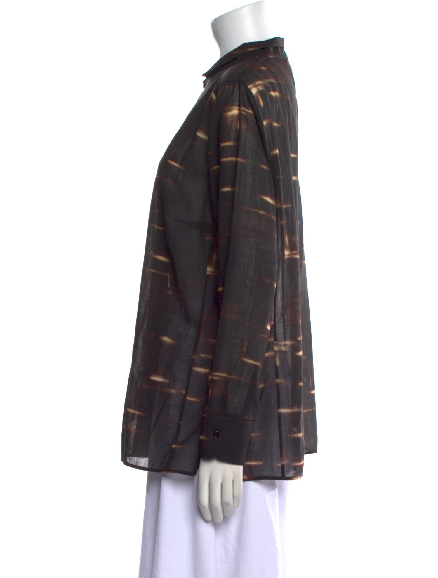 Akris Wool Printed Button-Up Top