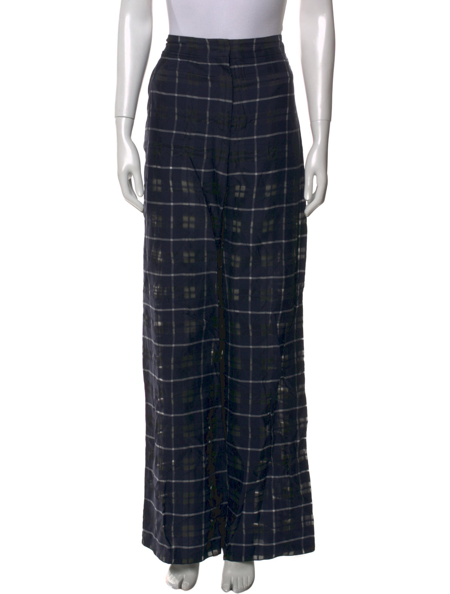Akris Plaid Print Wide Leg Pants