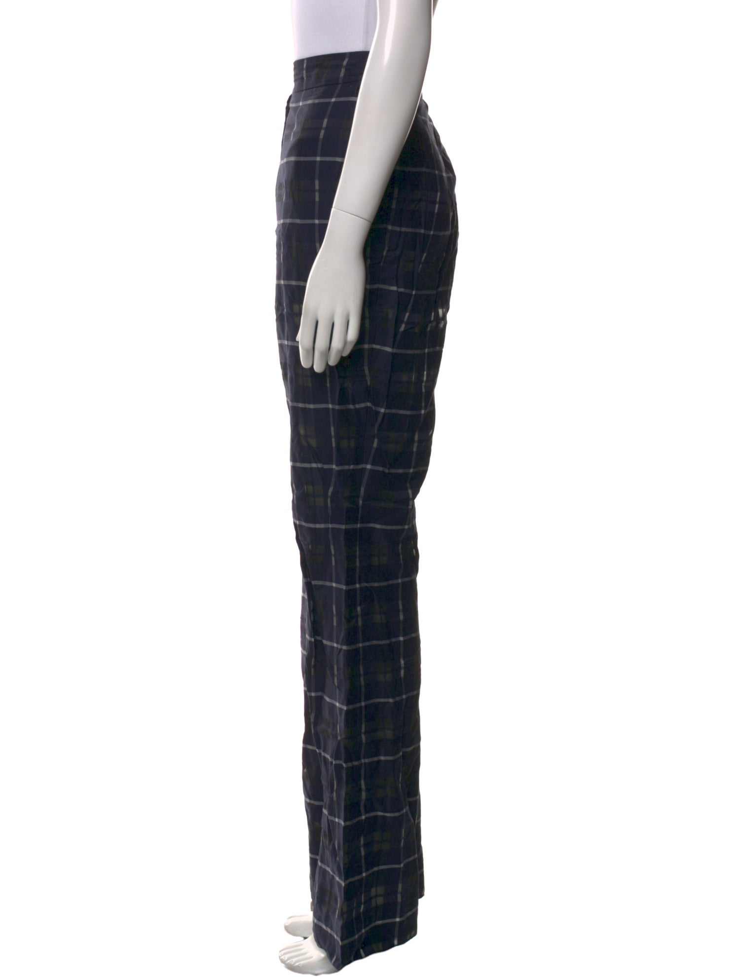 Akris Plaid Print Wide Leg Pants