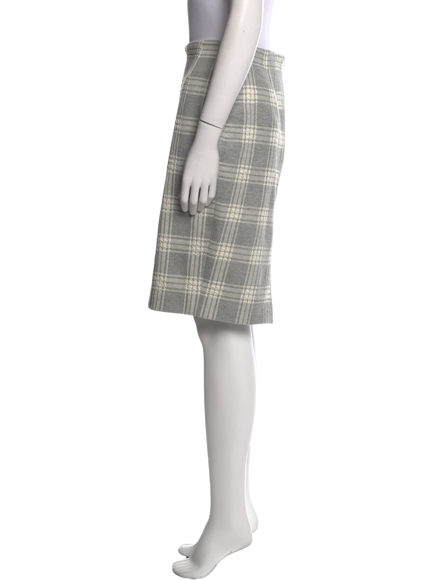 Akris Plaid Print Knee-Length Skirt