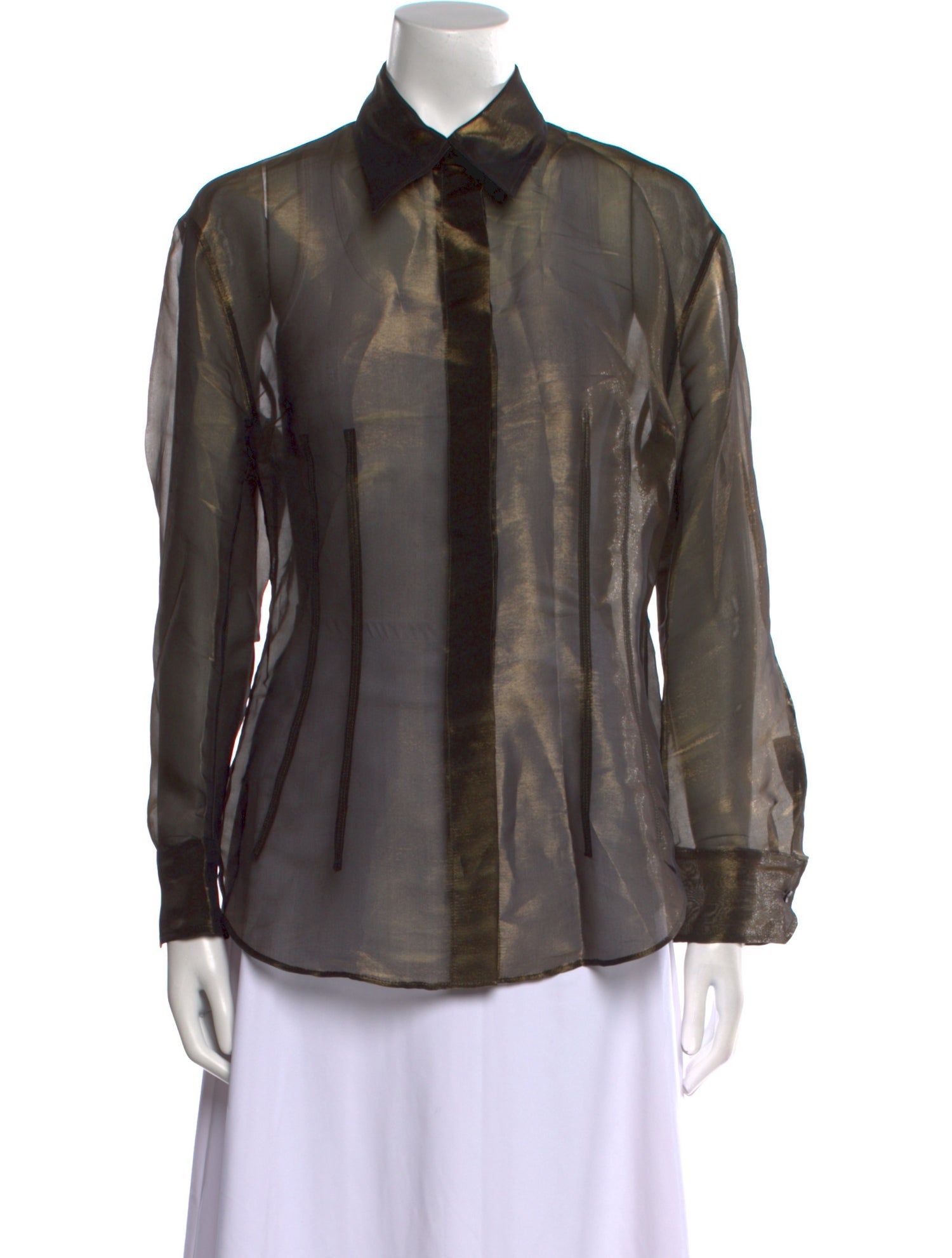 Akris Silk Long Sleeve Button-Up Top