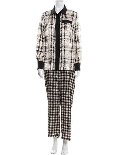Akris Silk Plaid Print Pant Set