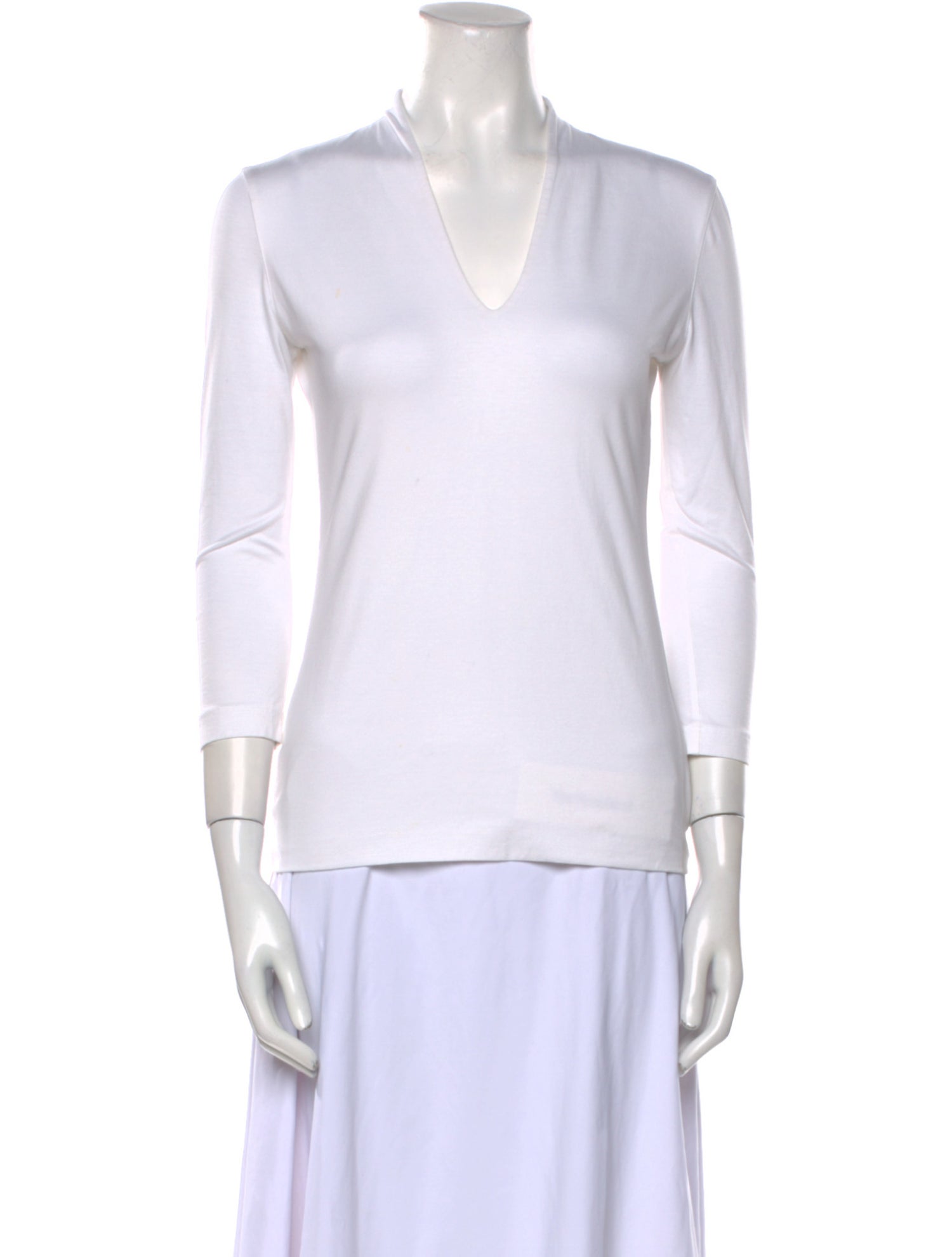 Akris V-Neck Three-Quarter Sleeve Top