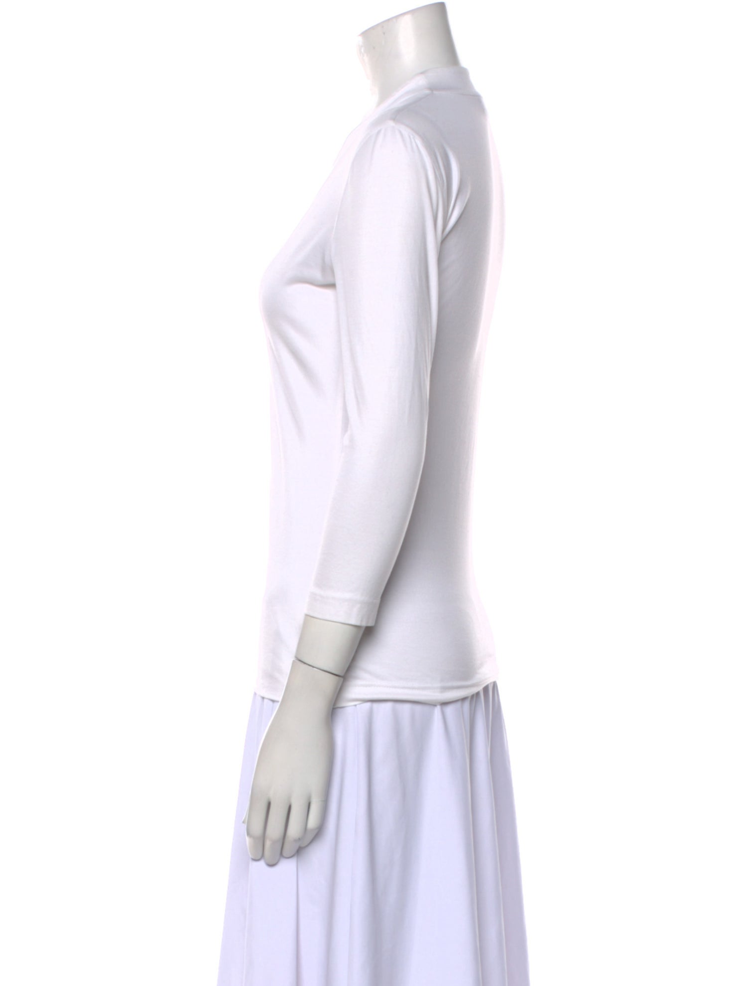 Akris V-Neck Three-Quarter Sleeve Top