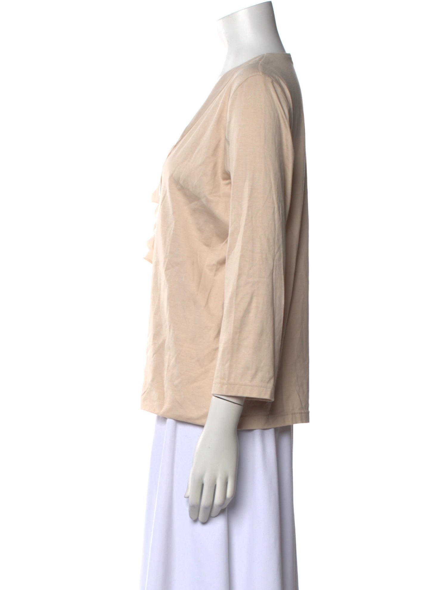 Akris V-Neck Three-Quarter Sleeve Blouse