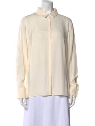Akris Silk Long Sleeve Button-Up Top