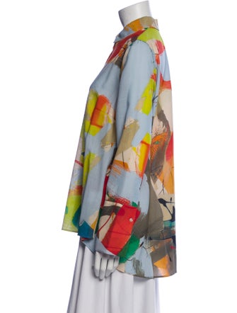 Akris Wool Printed Button-Up Top