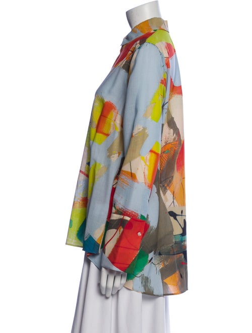 Akris Wool Printed Button-Up Top