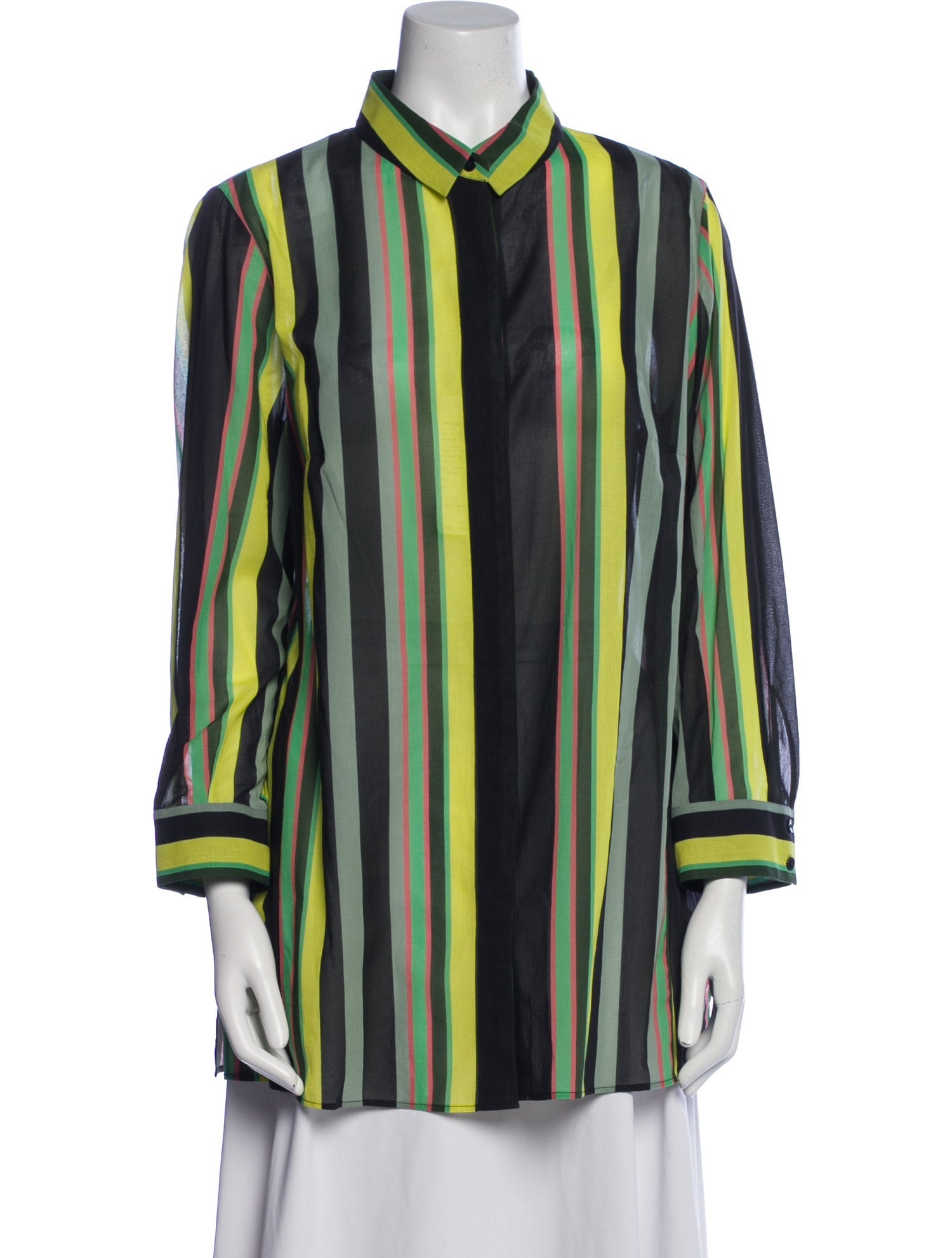 Akris Striped Long Sleeve Button-Up Top w/ Tags