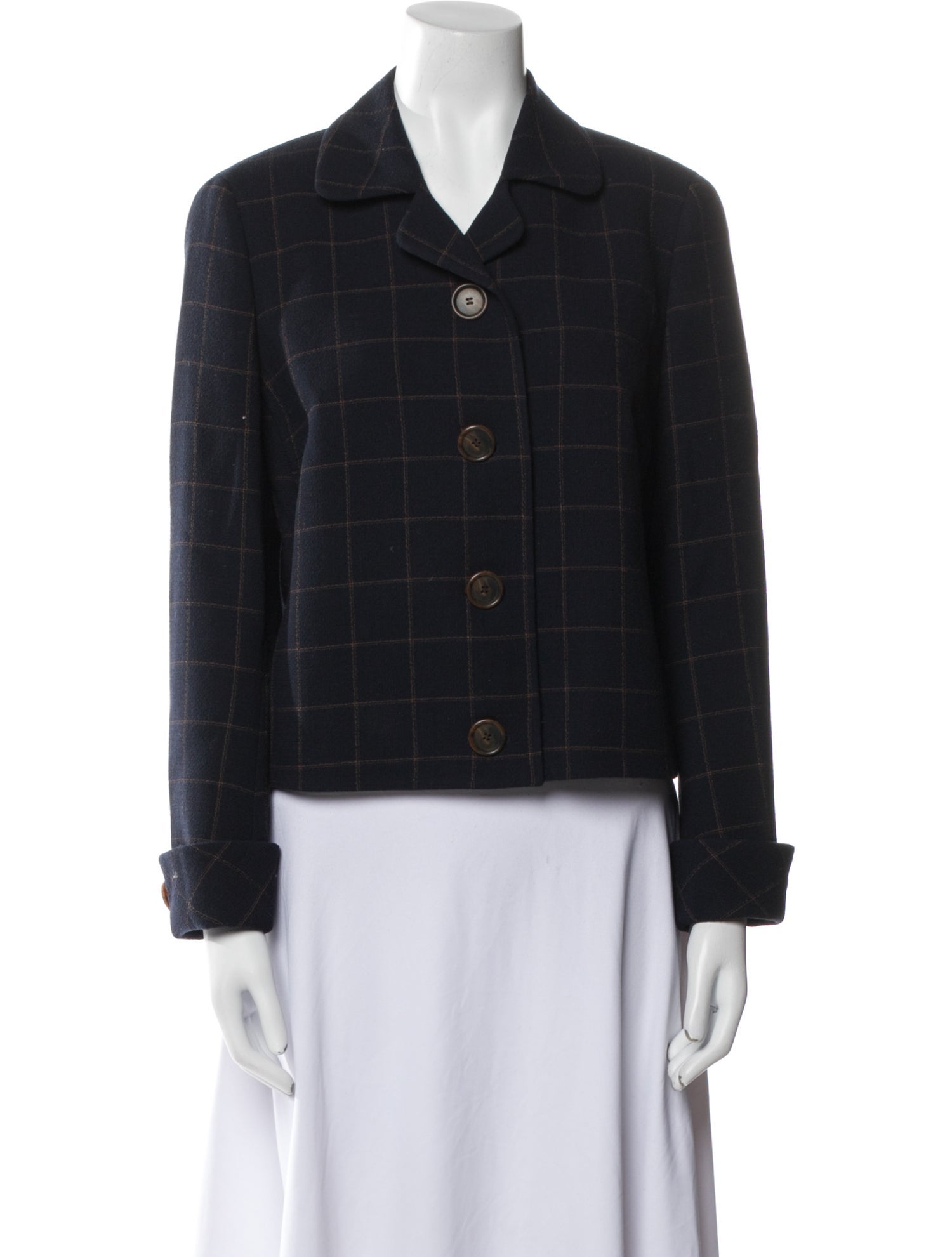 Akris Wool Plaid Print Blazer