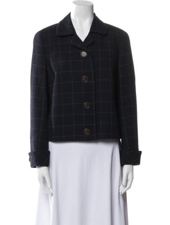 Akris Wool Plaid Print Blazer