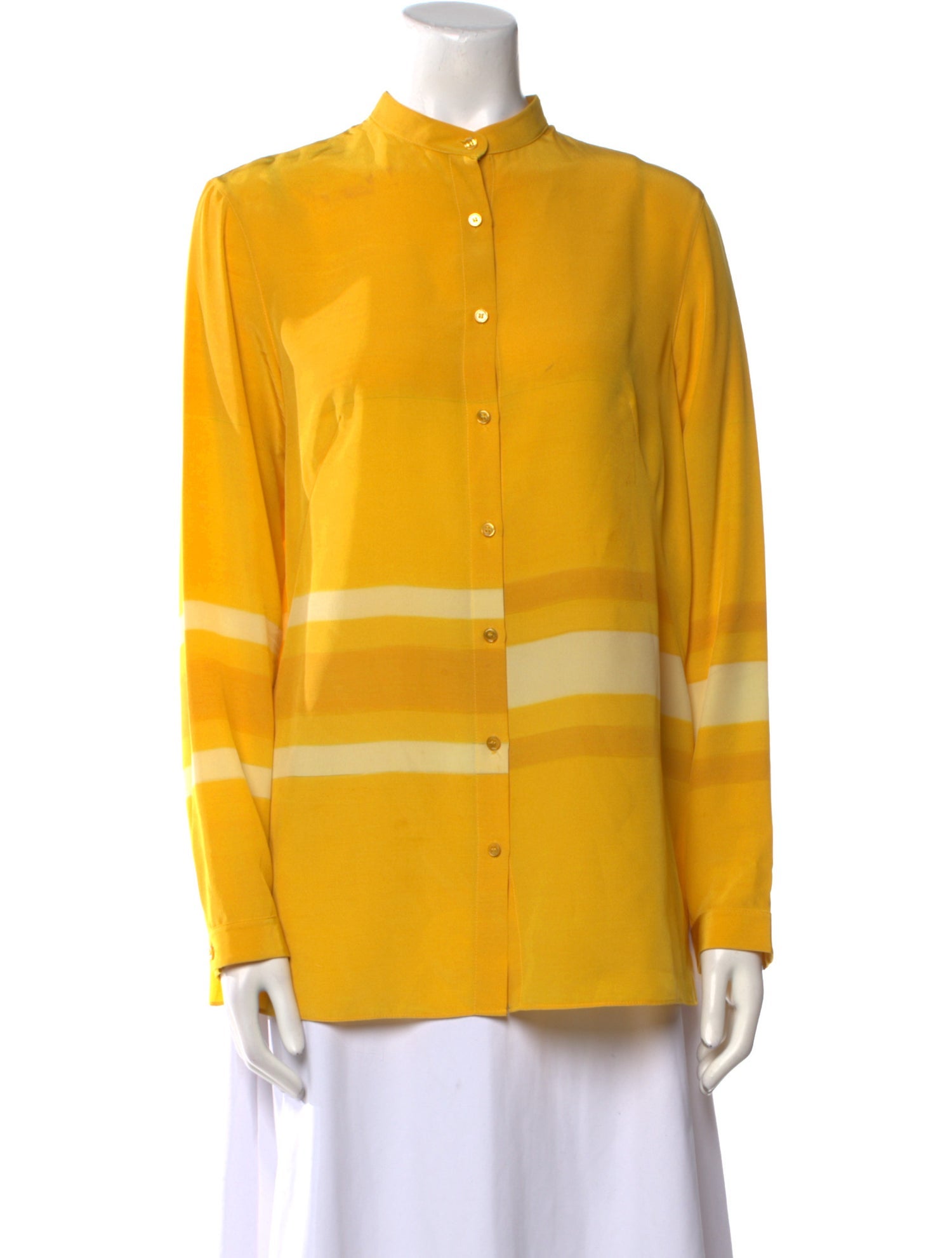 Akris Silk Mock Neck Button-Up Top