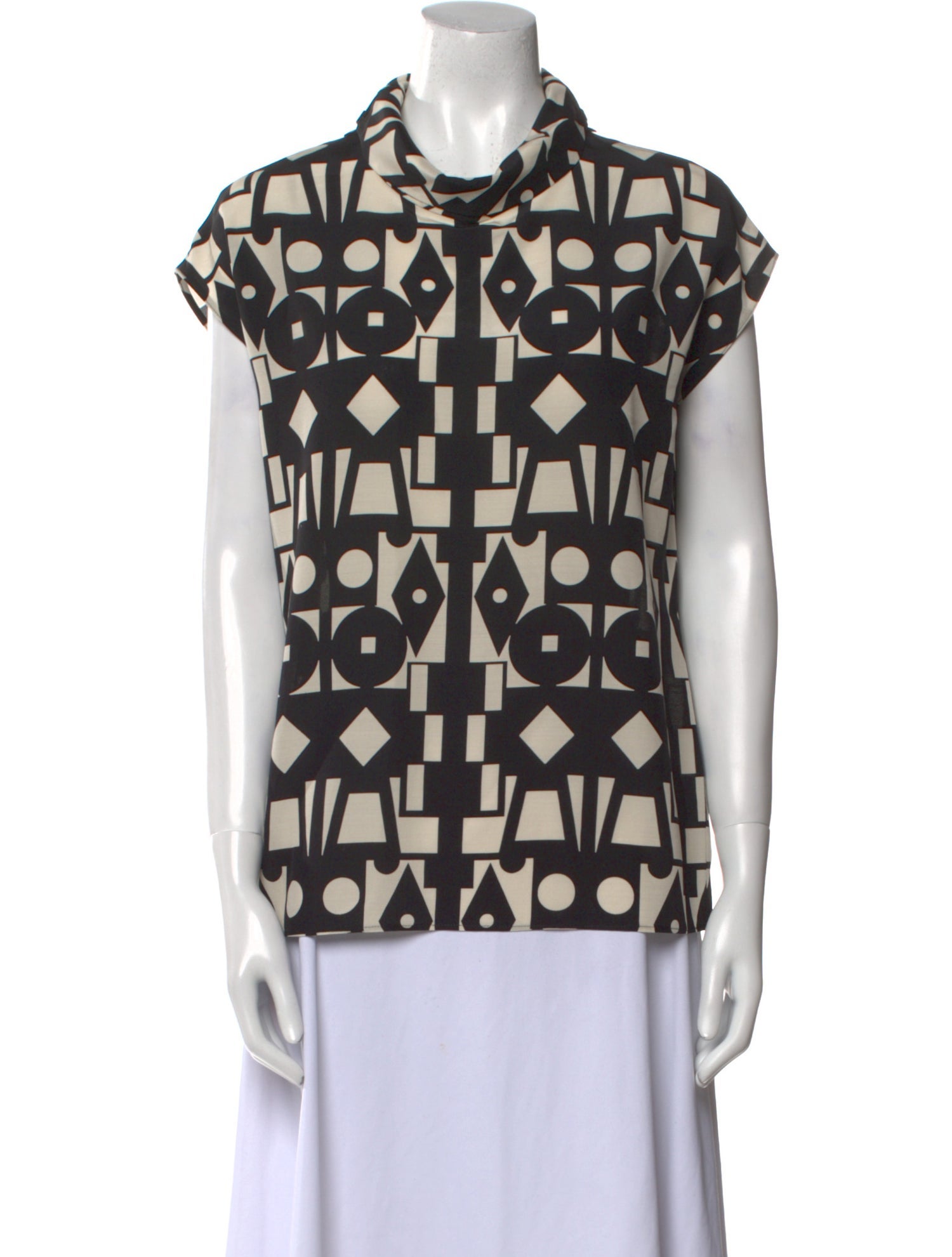 Akris Printed Mock Neck Blouse