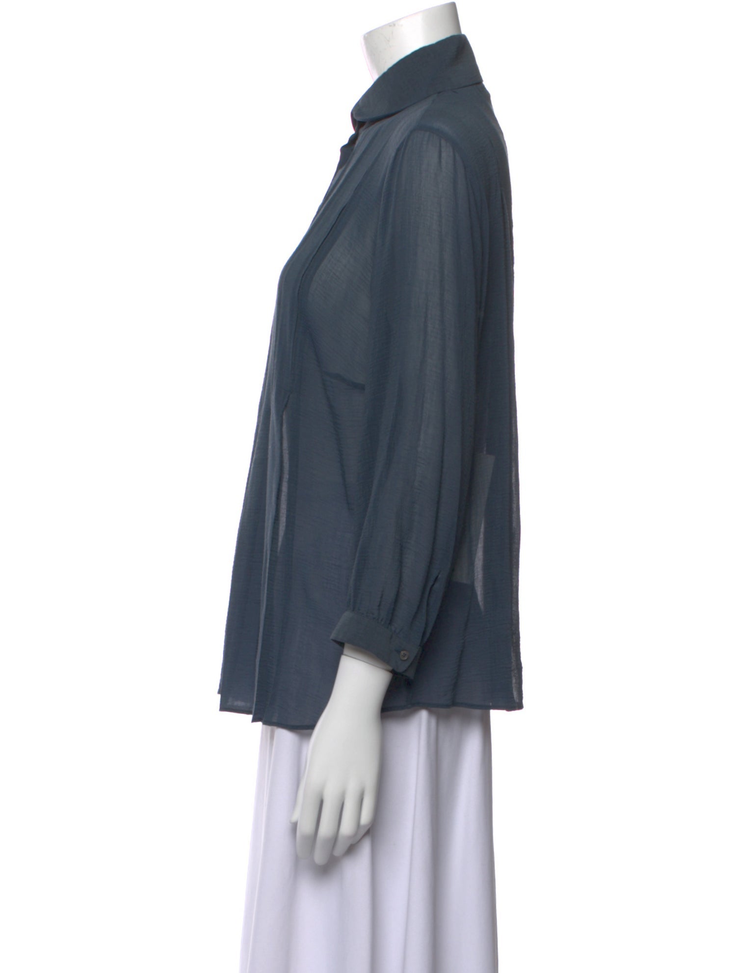 Akris Three-Quarter Sleeve Button-Up Top