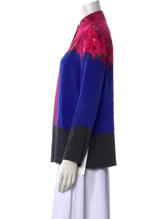 Akris Silk Graphic Print Button-Up Top