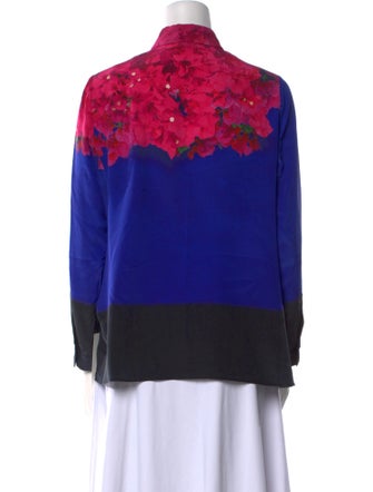 Akris Silk Graphic Print Button-Up Top