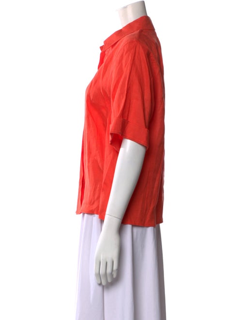 Akris Linen Three-Quarter Sleeve Button-Up Top