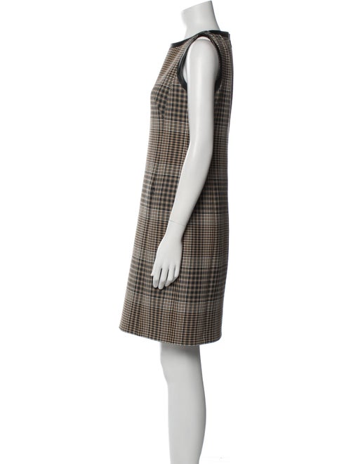 Akris Plaid Print Leather Trim Embellishment Dress Set
