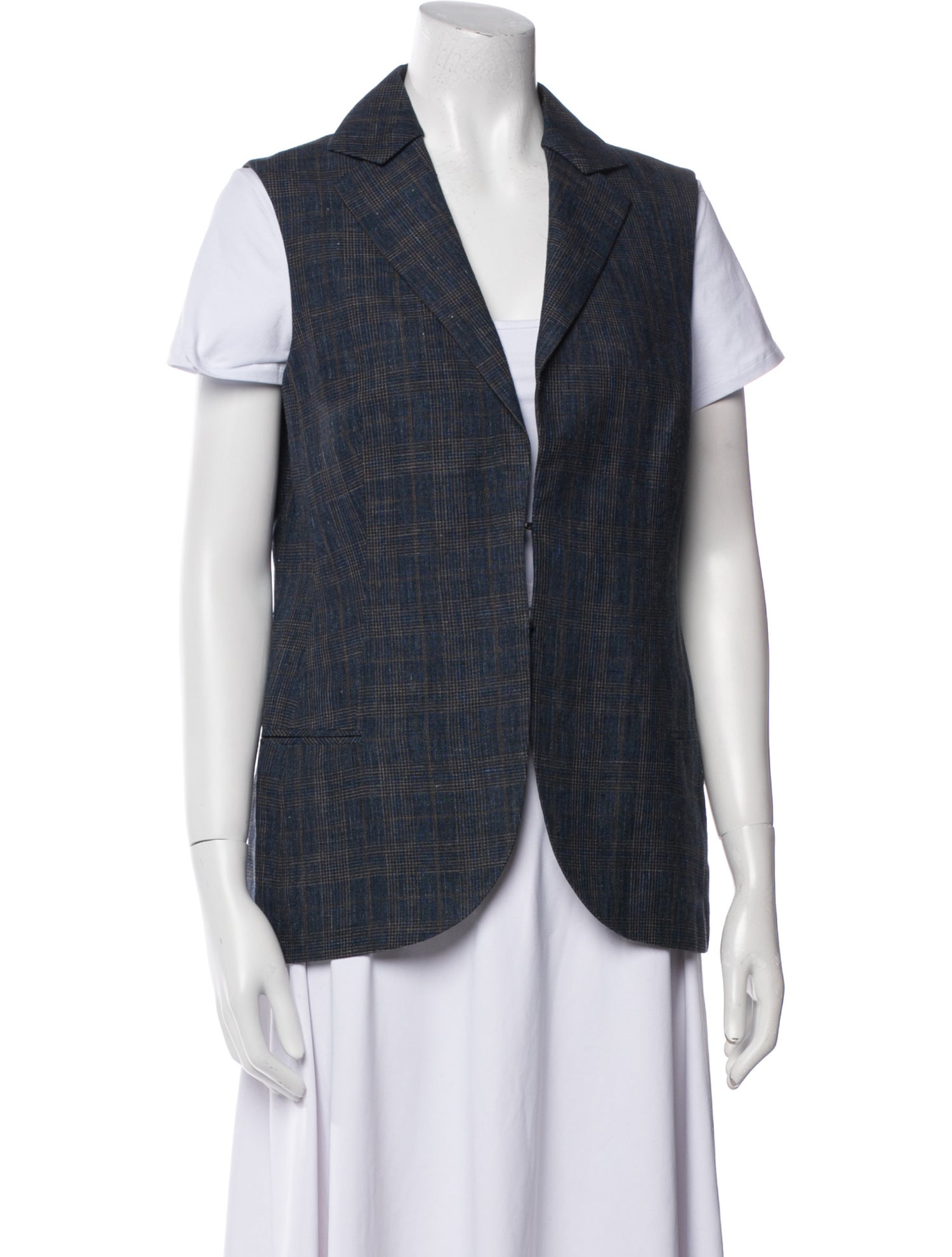 Akris Silk Plaid Print Vest