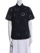 Akris Printed Short Sleeve Button-Up Top