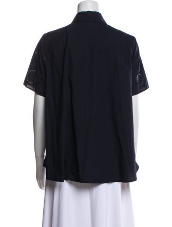 Akris Printed Short Sleeve Button-Up Top