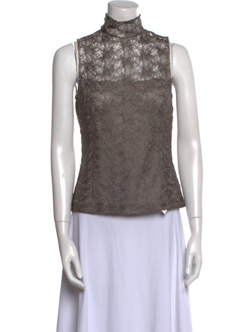Akris Lace Pattern Mock Neck Top
