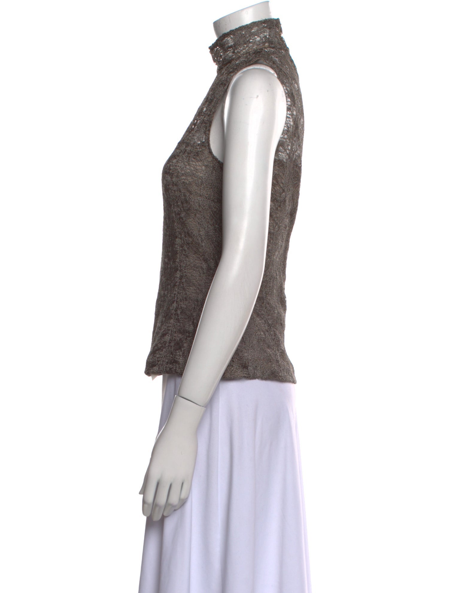 Akris Lace Pattern Mock Neck Top