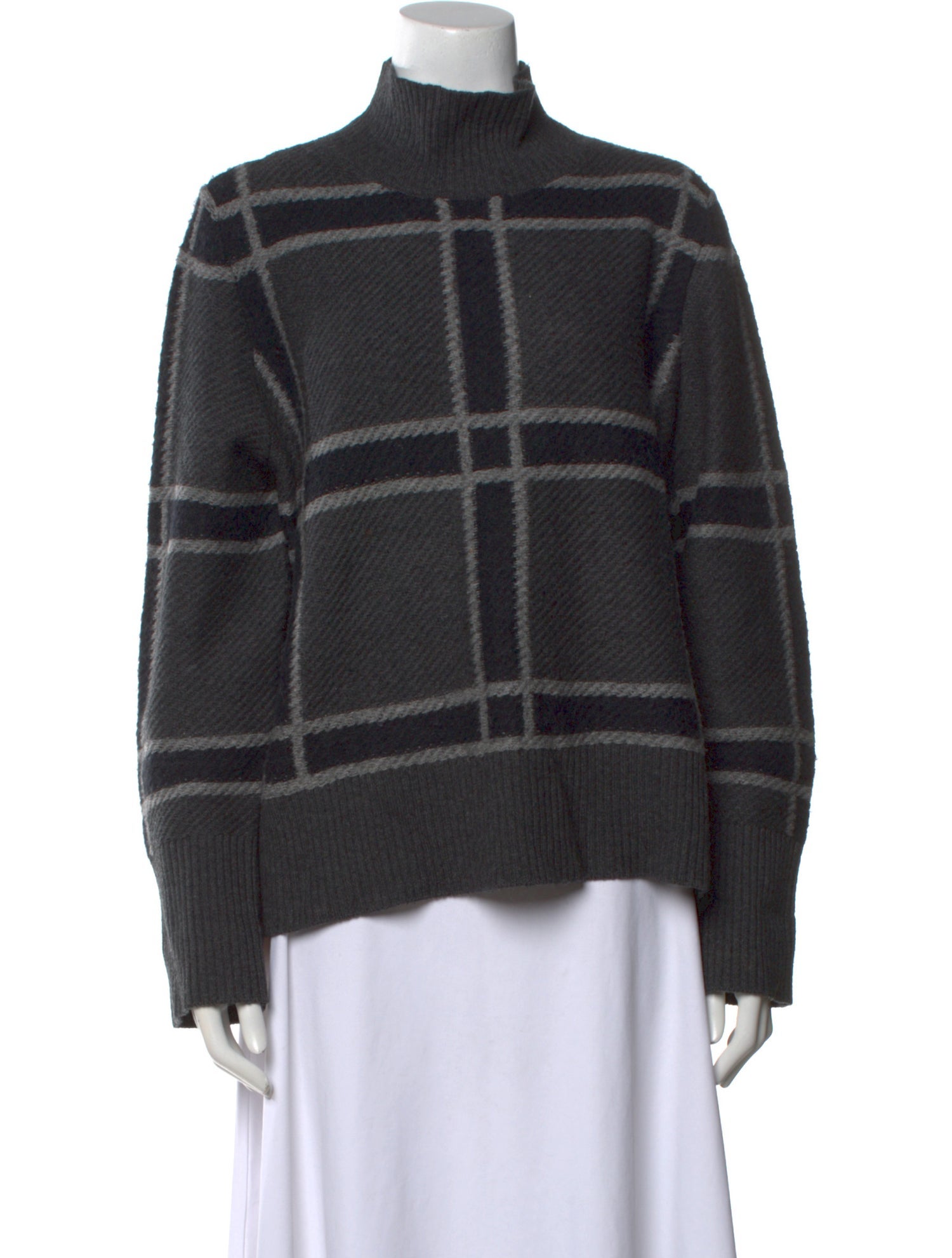 Akris Virgin Wool Plaid Print Sweater