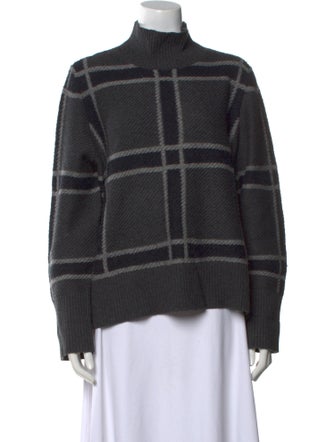 Akris Virgin Wool Plaid Print Sweater