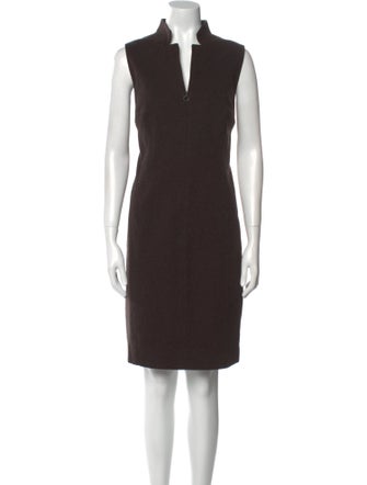 Akris V-Neck Knee-Length Dress