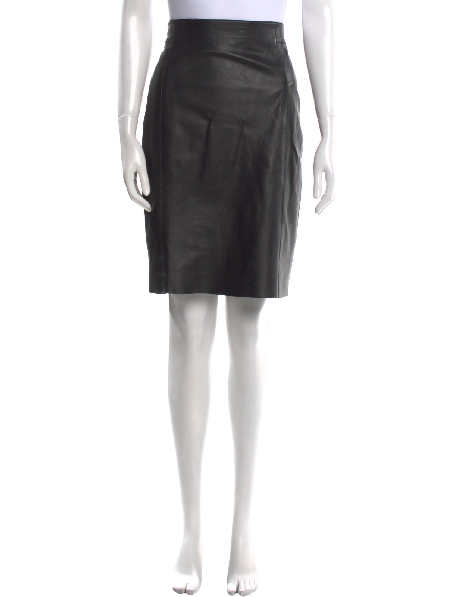 Akris Lamb Leather Knee-Length Skirt