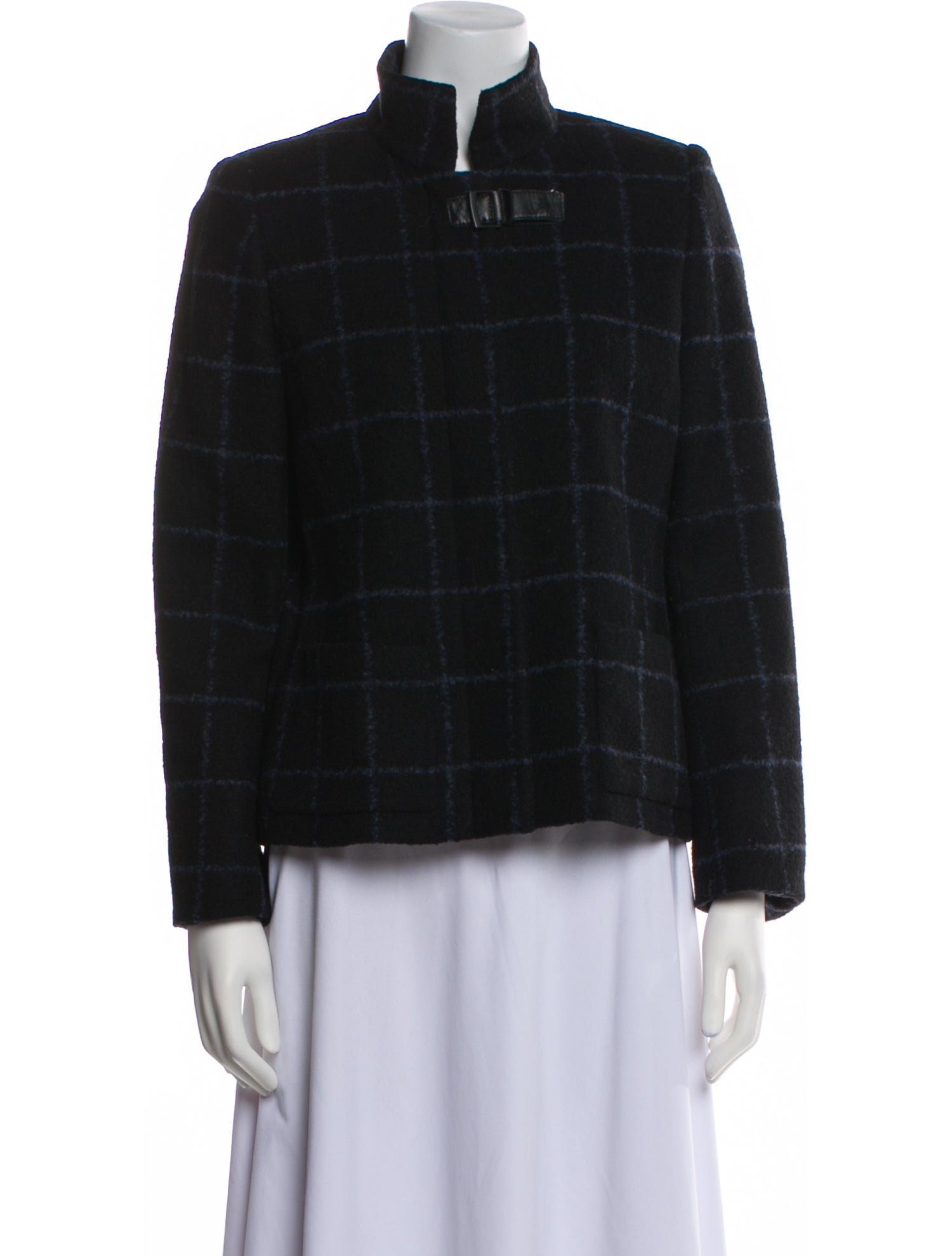 Akris Alpaca Plaid Print Blazer