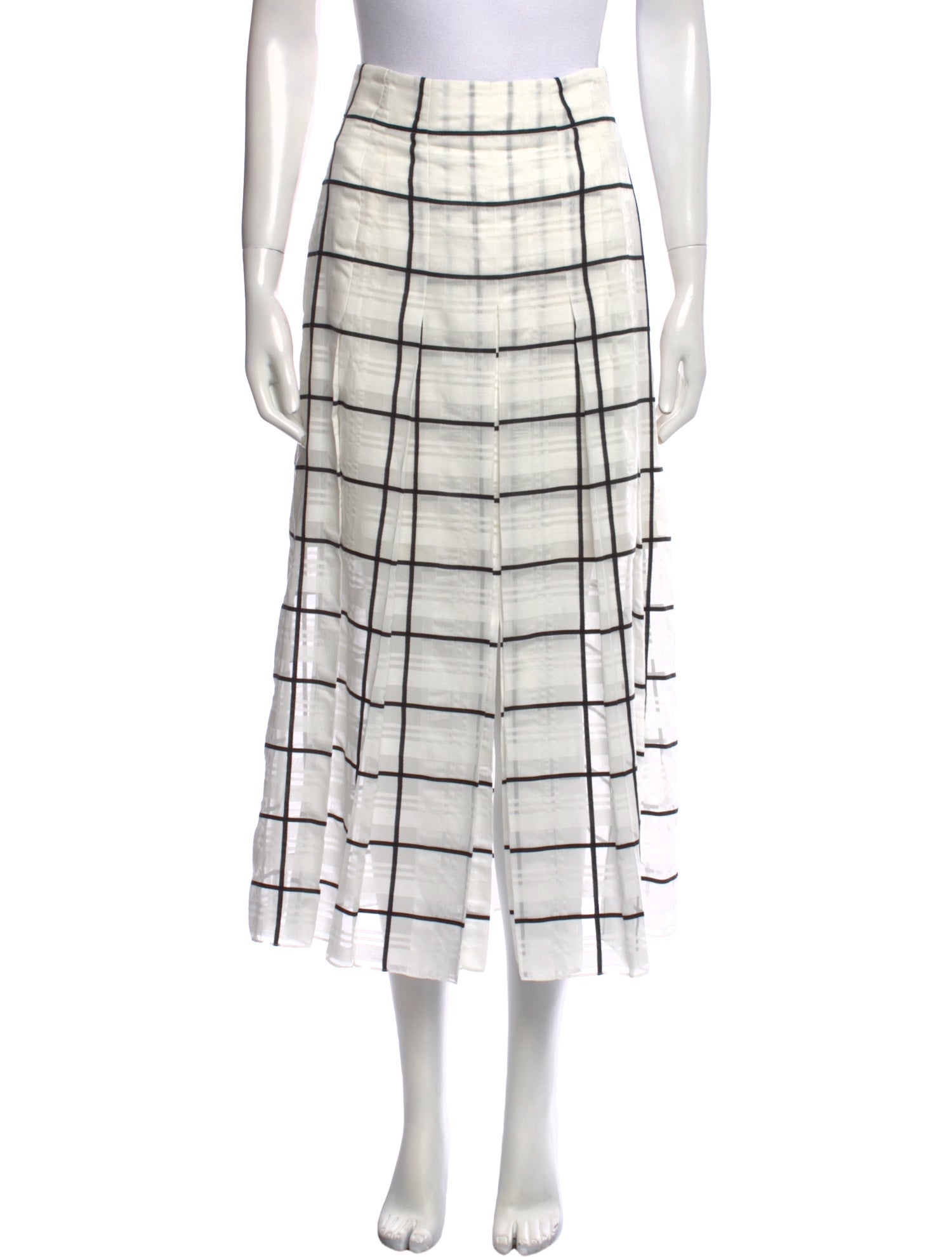 Akris Plaid Print Midi Length Skirt