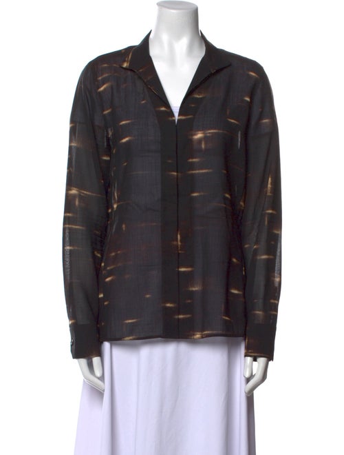 Akris Wool Printed Button-Up Top