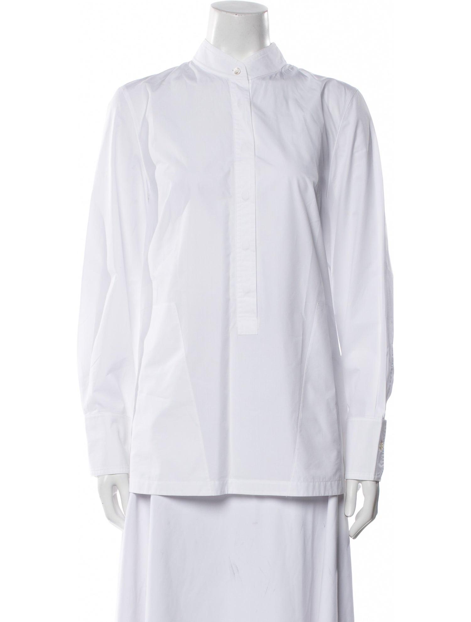 Akris Mock Neck Long Sleeve Button-Up Top