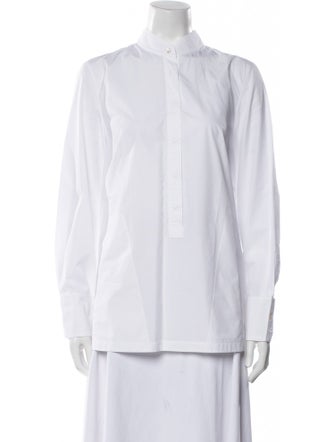 Akris Mock Neck Long Sleeve Button-Up Top
