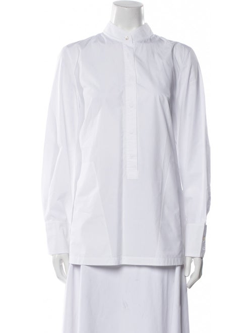 Akris Mock Neck Long Sleeve Button-Up Top