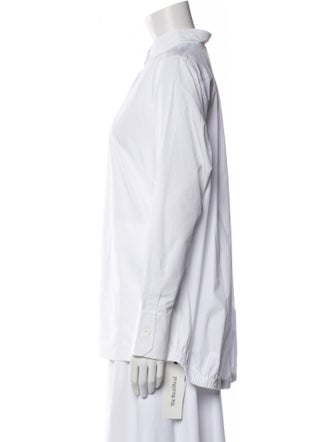 Akris Mock Neck Long Sleeve Button-Up Top