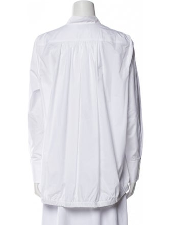 Akris Mock Neck Long Sleeve Button-Up Top