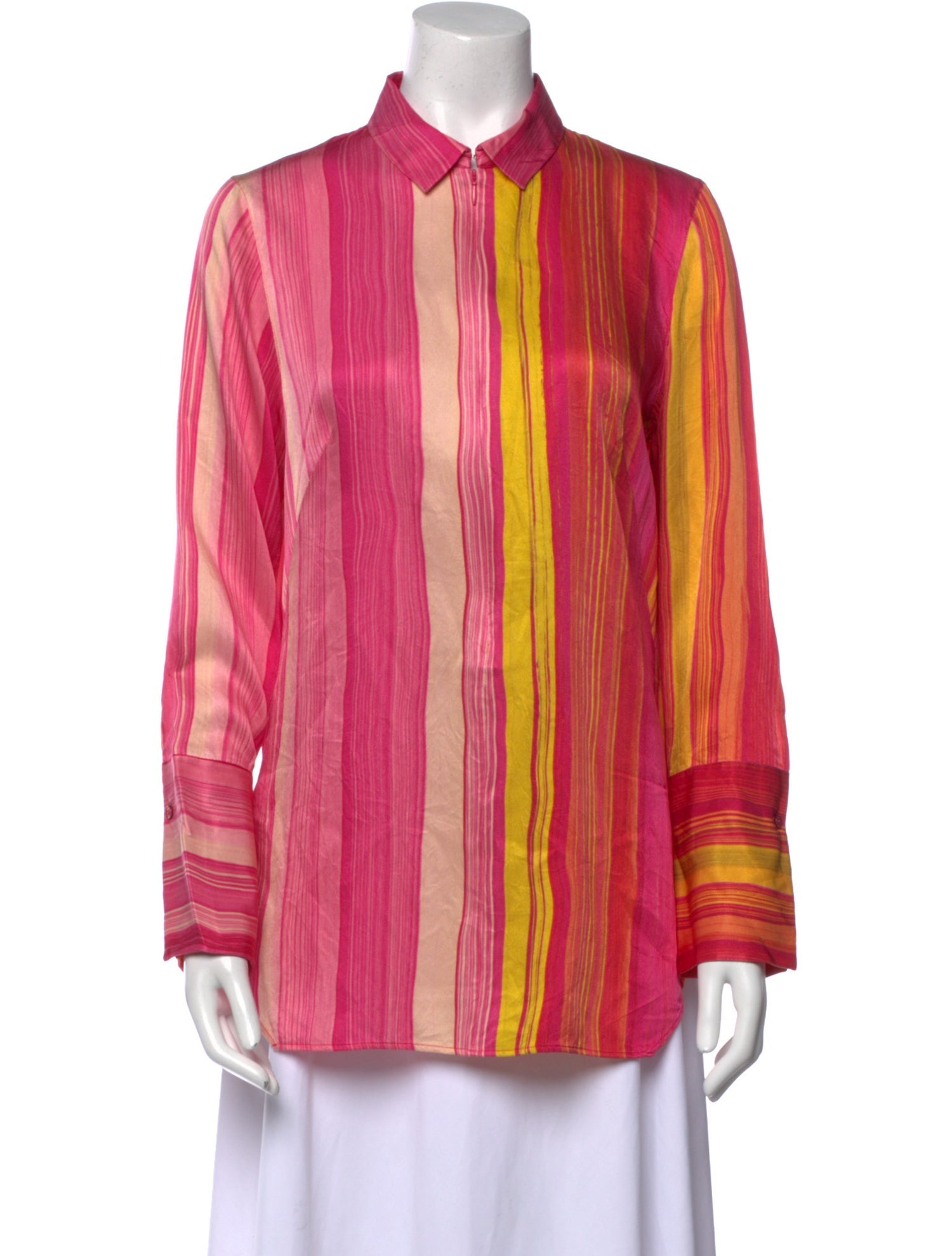 Akris Silk Striped Button-Up Top