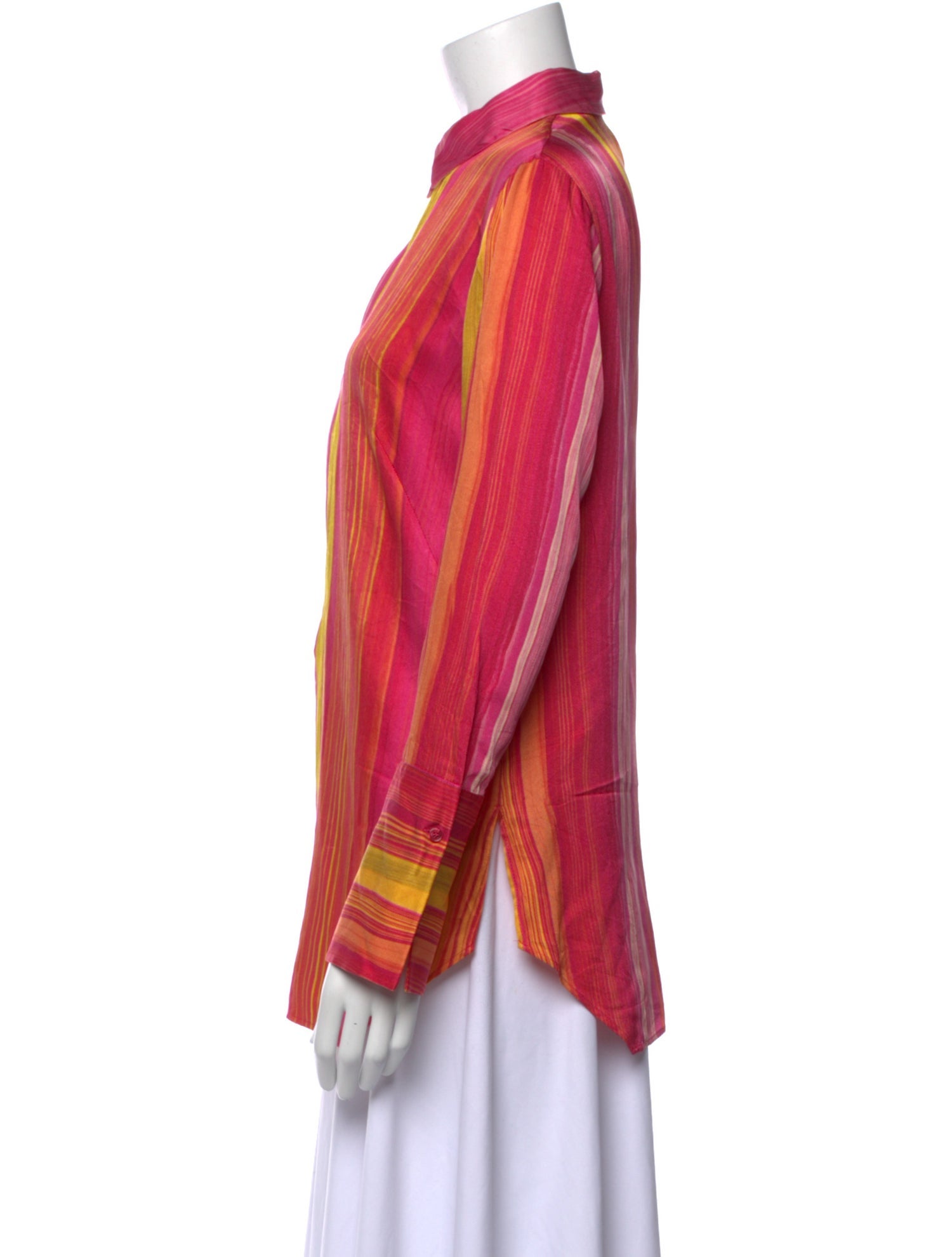 Akris Silk Striped Button-Up Top