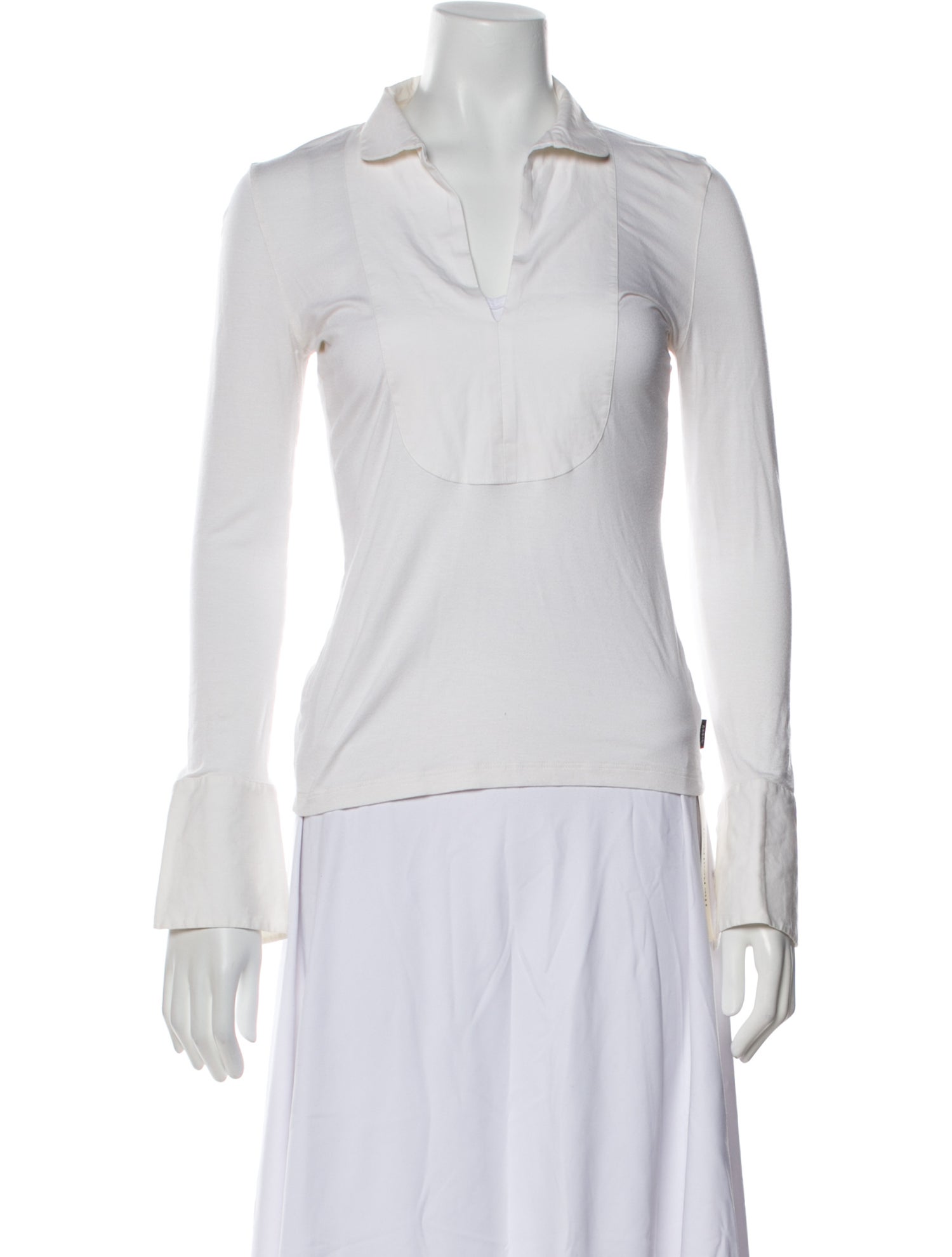 Akris V-Neck Long Sleeve Top