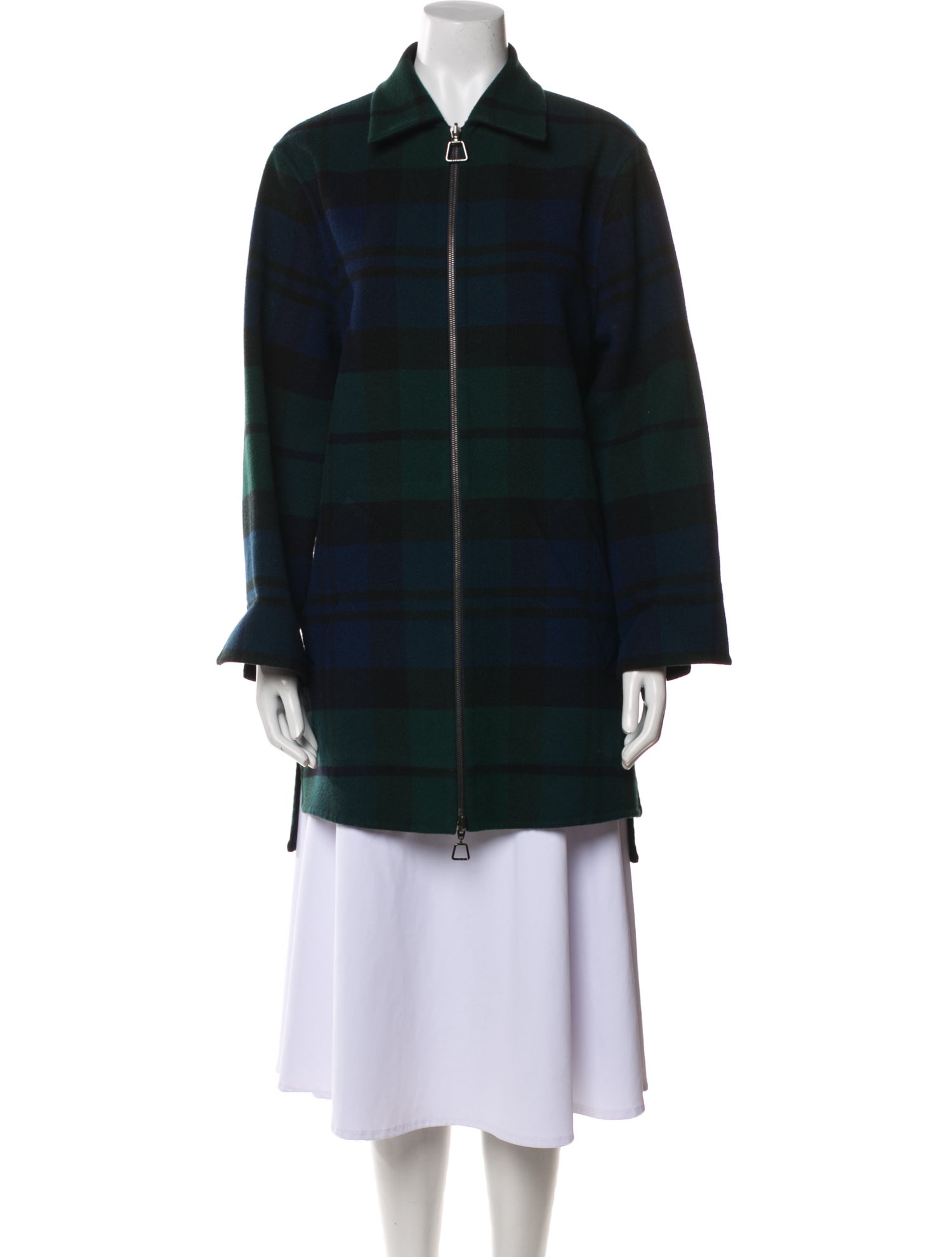 Akris Virgin Wool Plaid Print Coat