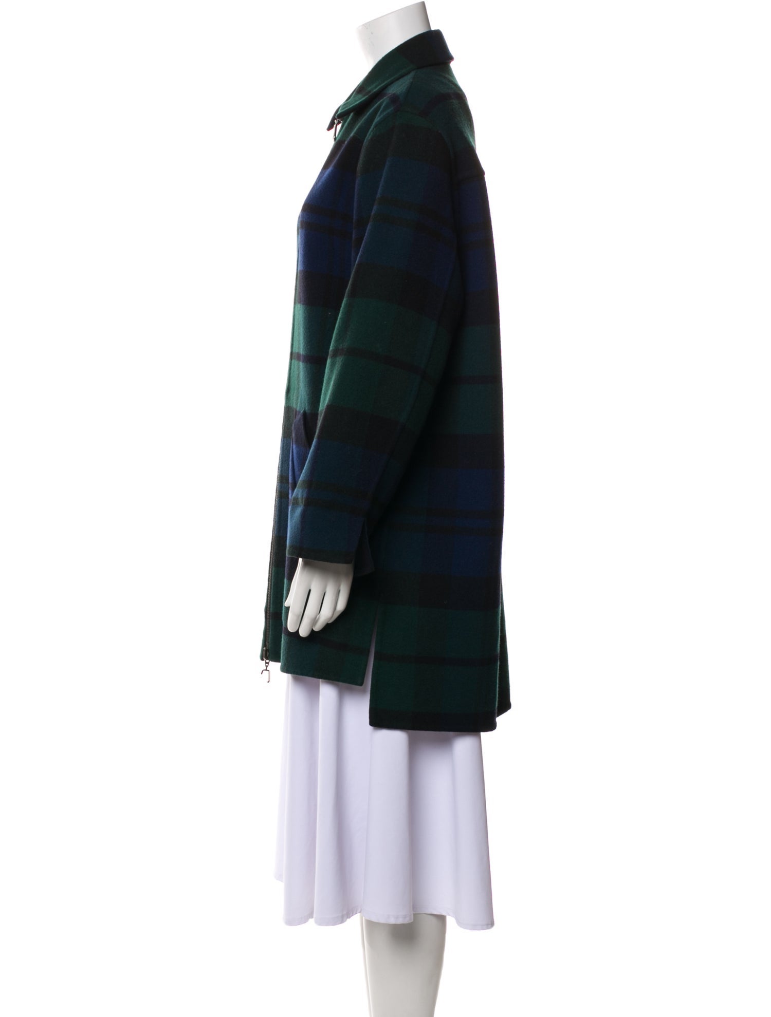 Akris Virgin Wool Plaid Print Coat