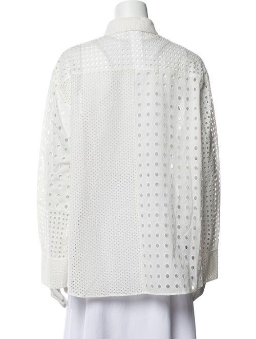Akris Lace Pattern Long Sleeve Button-Up Top