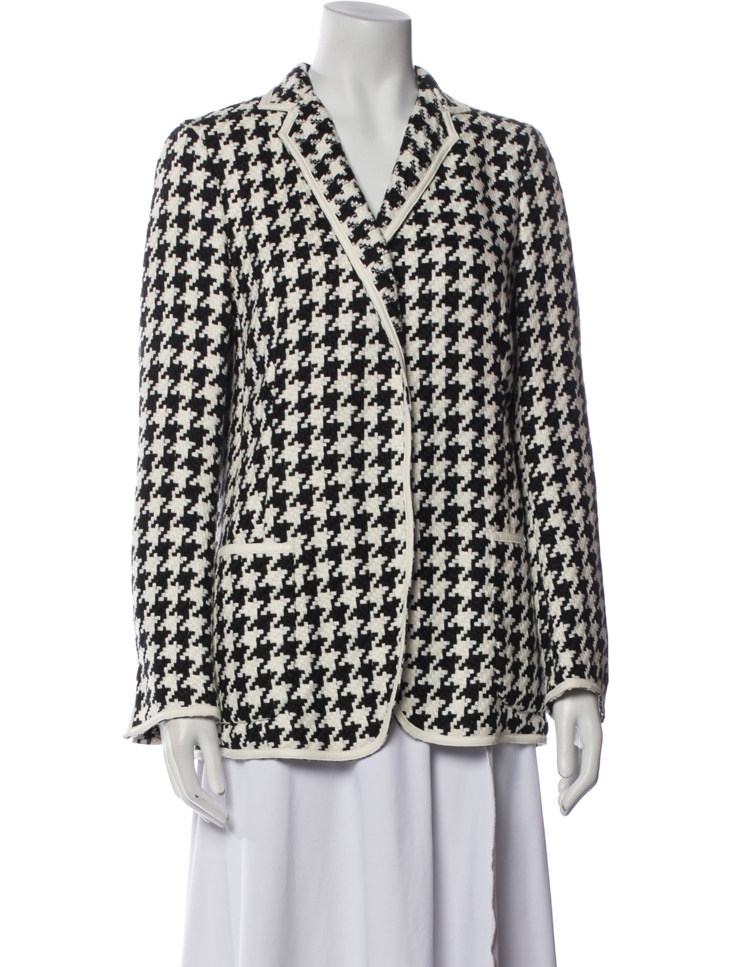 Akris Linen Houndstooth Print Blazer
